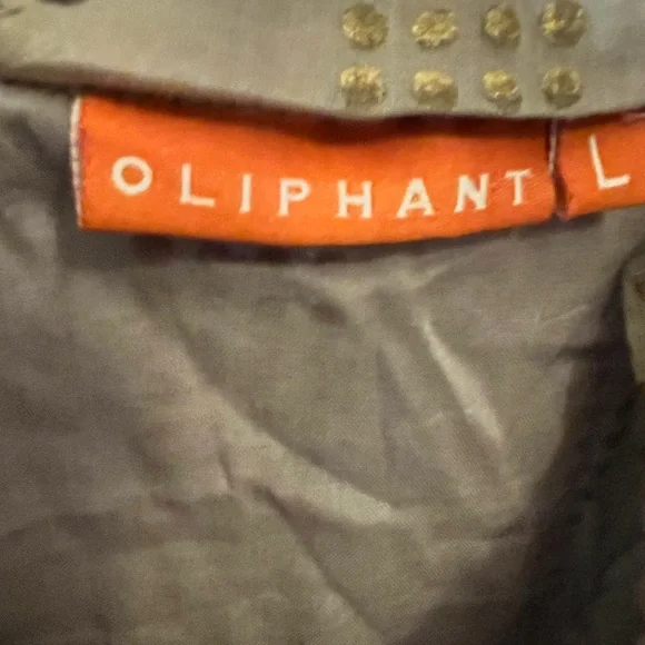 OLIPHANT RUFFLE COLLAR BUTTON MAXI - PIXIE GREY/Hand painted gold- Sz. L - NWT - Picture 11 of 14